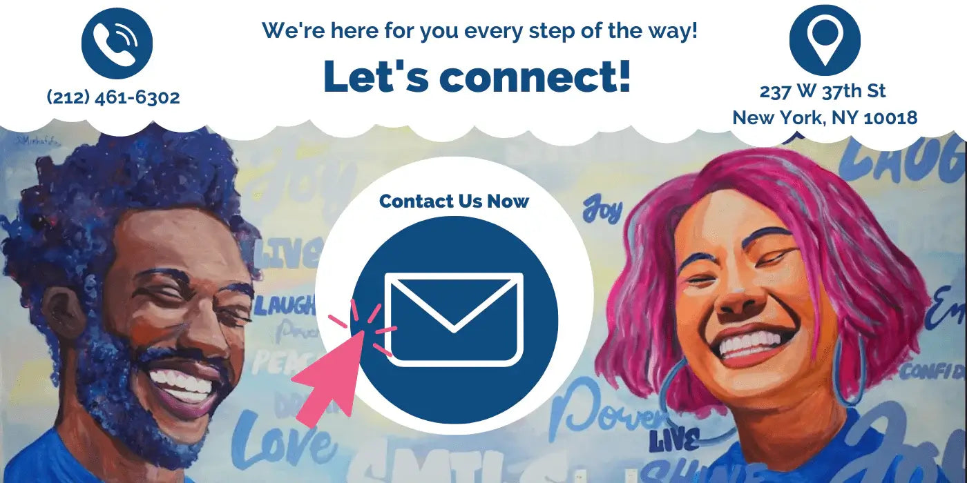 Contact us form featuring a phone number and New York address