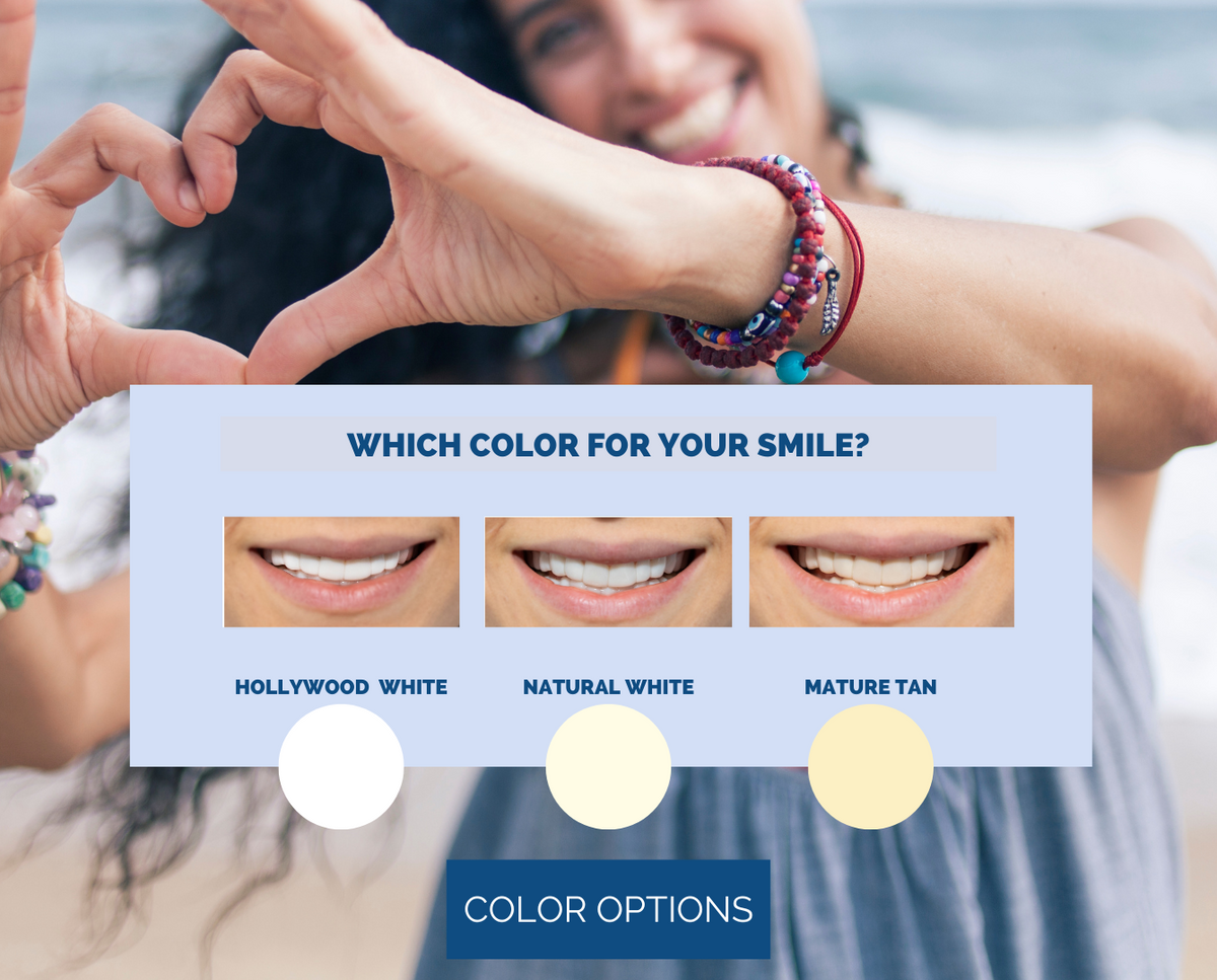 Color Samples - Hollywood White, Natural White, Mature Tan